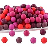 Lovyomi 60pcs 19mm Silicone Beads for Keychain Making Mix Color Round Beads for Pens and Bracelet Crafts(Red)