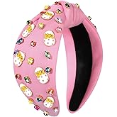 boderier Easter Headbands for Women Girls Easter Egg Headband Crystal Jewel Embellished Wide Knotted Headband Spring Holiday Easter Accessories (Cute Egg-Pink)