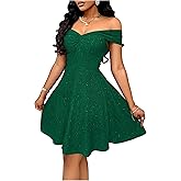 Floerns Women's Off The Shoulder Cocktail Dress Twist Front A Line Holiday Wedding Guest Dresses