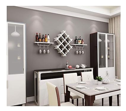 Amazon Com Wall Mount Metal Wine Rack Bottle Holder Wine Glass