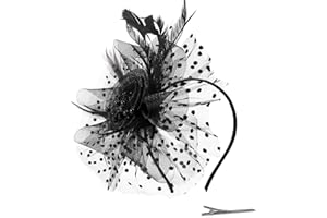 Lainlight Fascinators Hats for Women Tea Party Hats Cocktail Flower Mesh Ribbons Feathers Hair Clip Derby Hat for Wedding