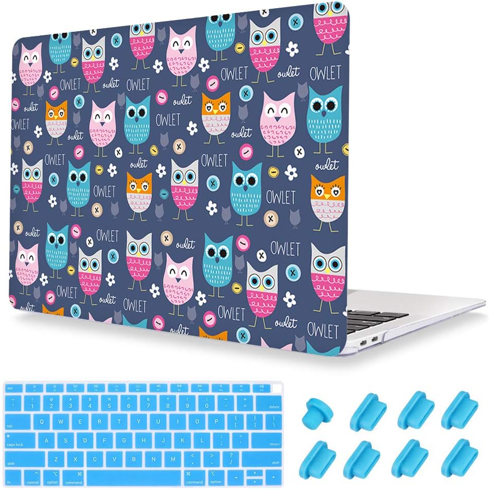 Cute Image Rubberized Clear Laptop Case + Keyboard Skin + Dust Plug for MacBook Air 12 Retina inch (Model:A1534) - Owlet Flower