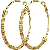 PROSTEEL 30/40/60/80/100mm Chunky Hoop Earrings For Women Gold Plated/Black Stainless Steel Hoops Earrings Statement Jewelry