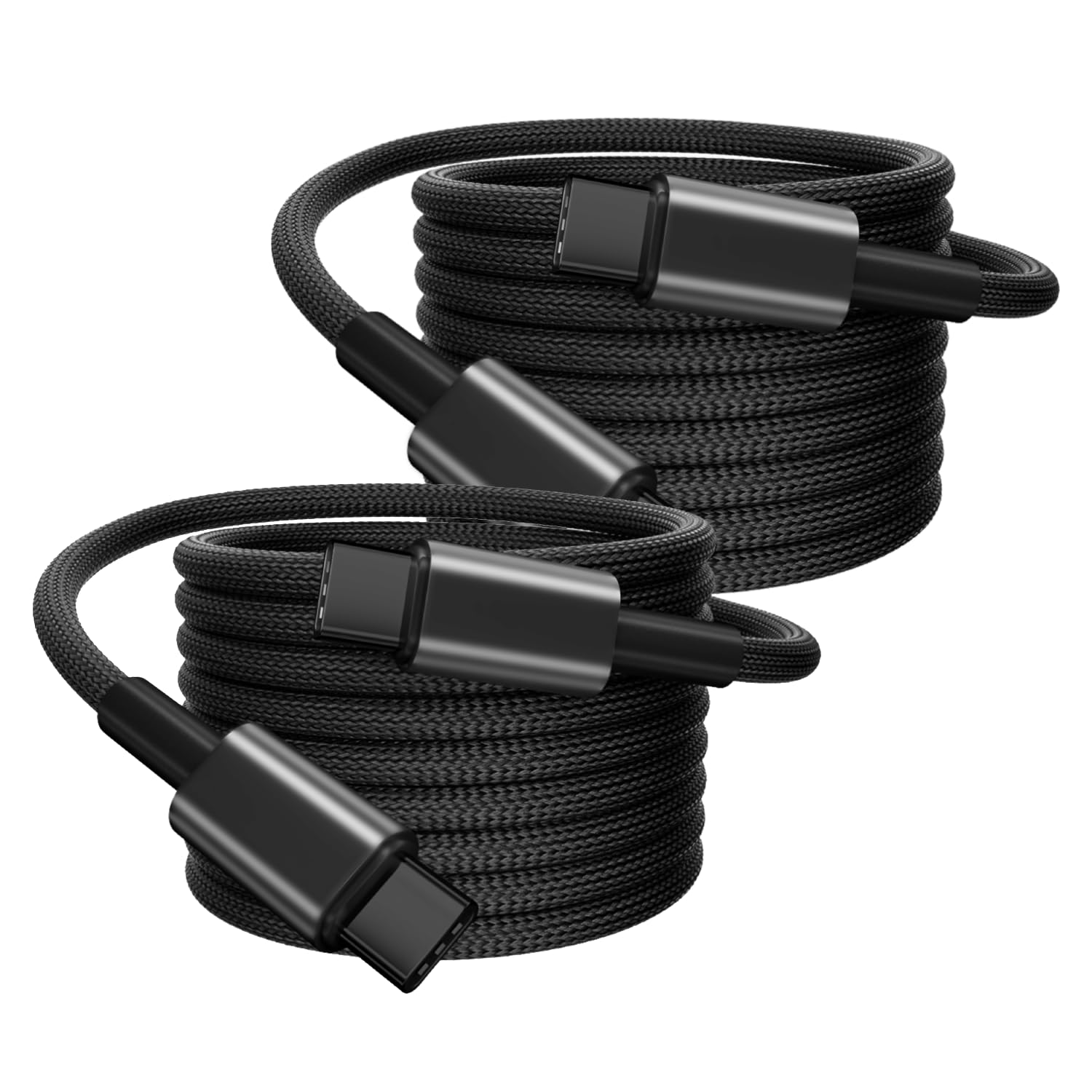 Photo 1 of 100W USB C to Type C Cable, 5A 6.6ft/2-Pack, Nylon Braided Metal PD Fast Charger Cord Compatible with MacBook Pro, iPad, iPhone 15, Samsung Galaxy S24/S23/S22/S21/S20 Ultra, Dell XPS, Swtich, Pixel