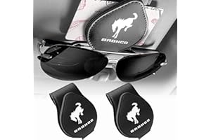 ONKENTET 2 Pack Sunglasses Holder Compatible with Bronco Leather Magnetic Glasses Mount Holder Eyeglasses Sunglasses Clip Visor Sunglass Holder Accessories Gifts for Bronco Sport Owners (Black)
