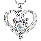 SOULVAYA Moissanite Pendant Necklace for Women – 925 Sterling Silver Necklace for Women Heart Swan Pendant, Dainty Silver Jewelry Gift Box for Mom Wife Girlfriend – Birthday Anniversary