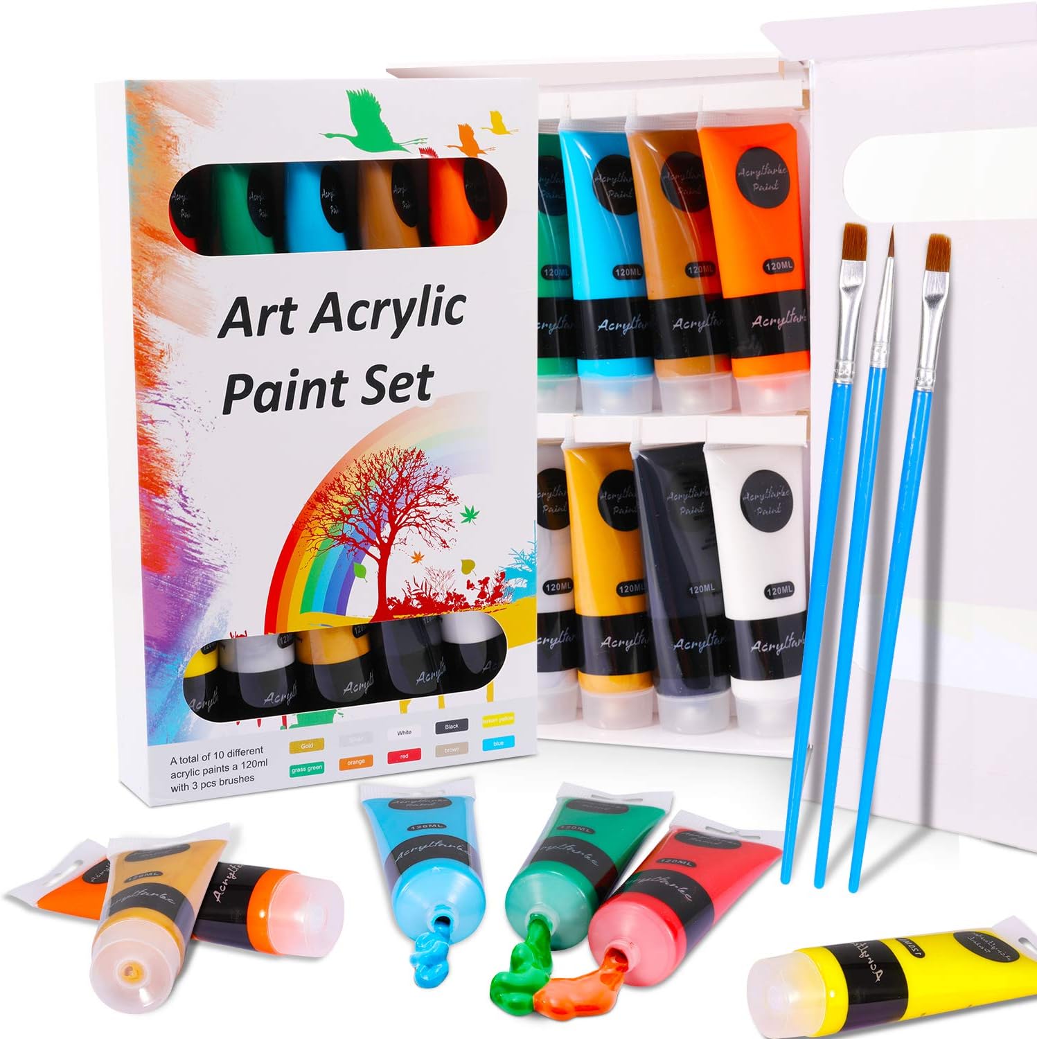 Acrylic Paint Set WOSTOO Craft Paints(13 Pack) Painting Color Tube 10