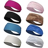 HAIOLORPRO 8PCS Workout Headbands for Women Non Slip, Elastic Thick Head Bands, Stretchy Soft Wide Headbands for Women Men for Running, Workouts, Yoga, Daily Use