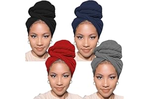 PWEOUKE Head Wraps for Black Women African Head Wrap Lightweight for Women Long Plain Turban Hair Scarf Scarves