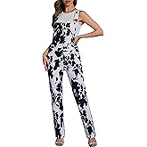 YXLUOKY Cow Print Overalls for Women Fashion Animal Pants Cute Jumpsuits Bibs Coveralls