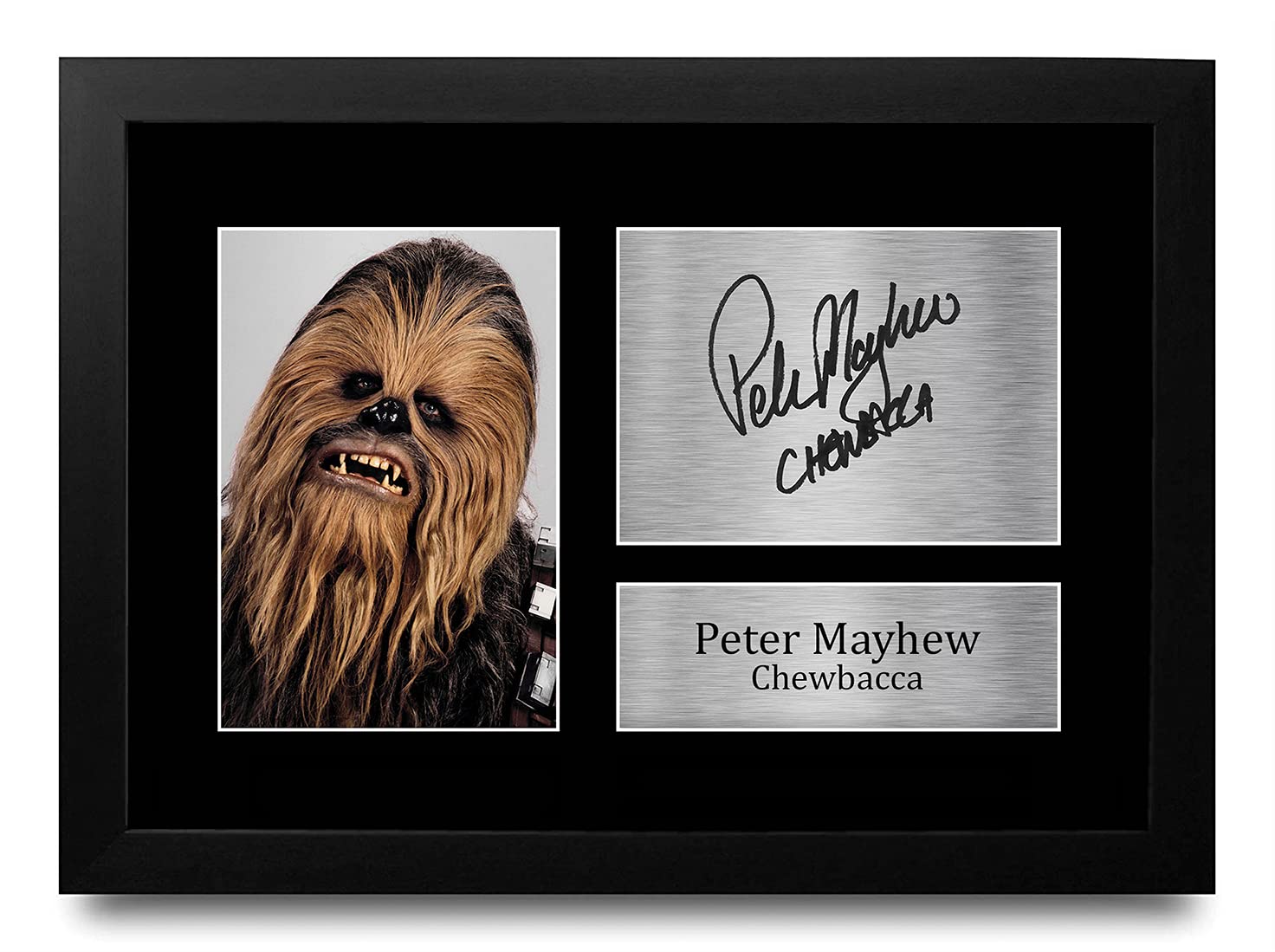 HWC Trading FR Peter Mayhew Gift Signed FRAMED A4 Printed Autograph Star Wars Gifts Chewbacca Print Photo Picture Display