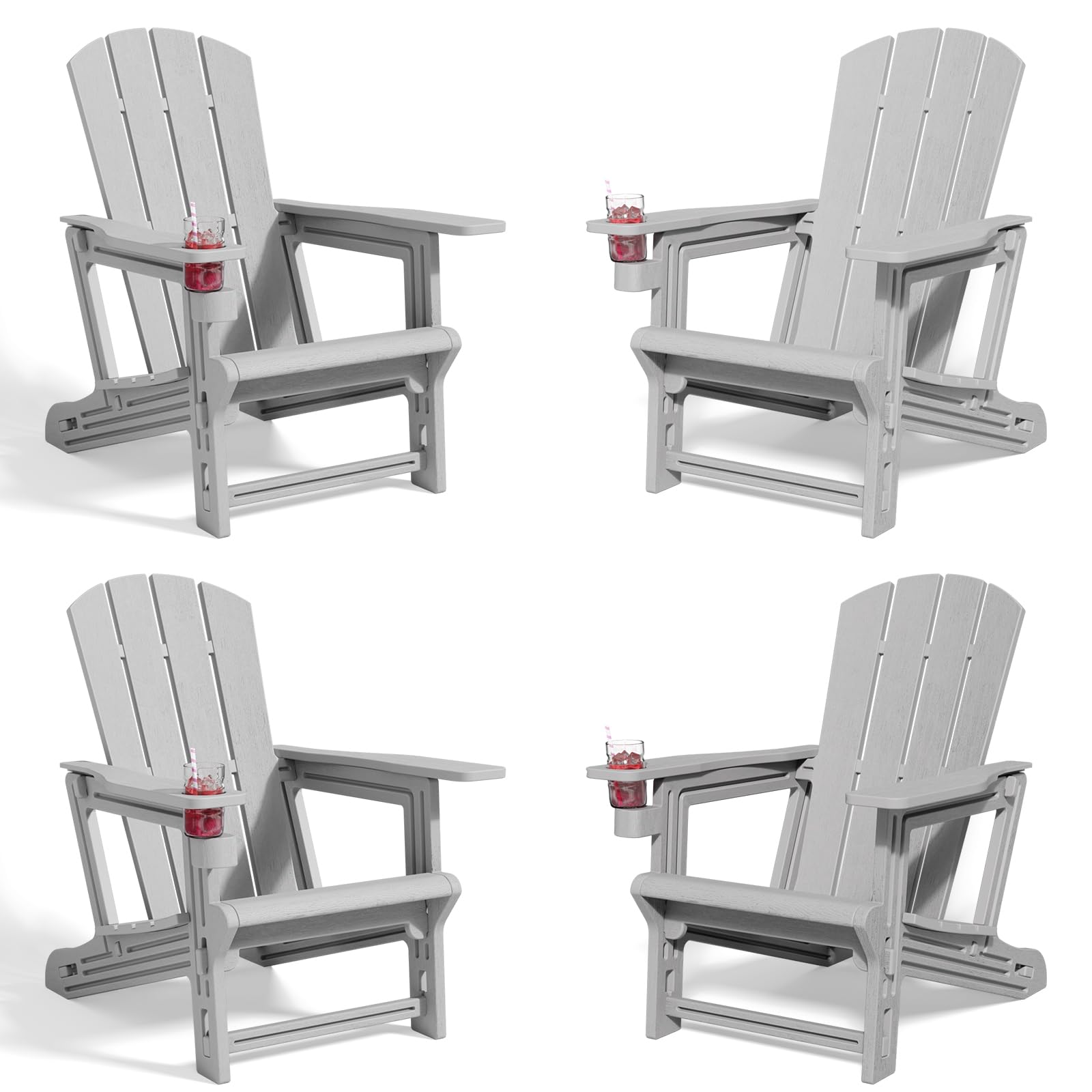 Photo 1 of ***SEE CLERK NOTES*** Trygoal Adirondack Chair, All Weather Plastic Adirondack Chairs, Fire Pit Chairs with Cup Holder, Outdoor Lawn Chair for Patio, Garden, Backyard, Grey