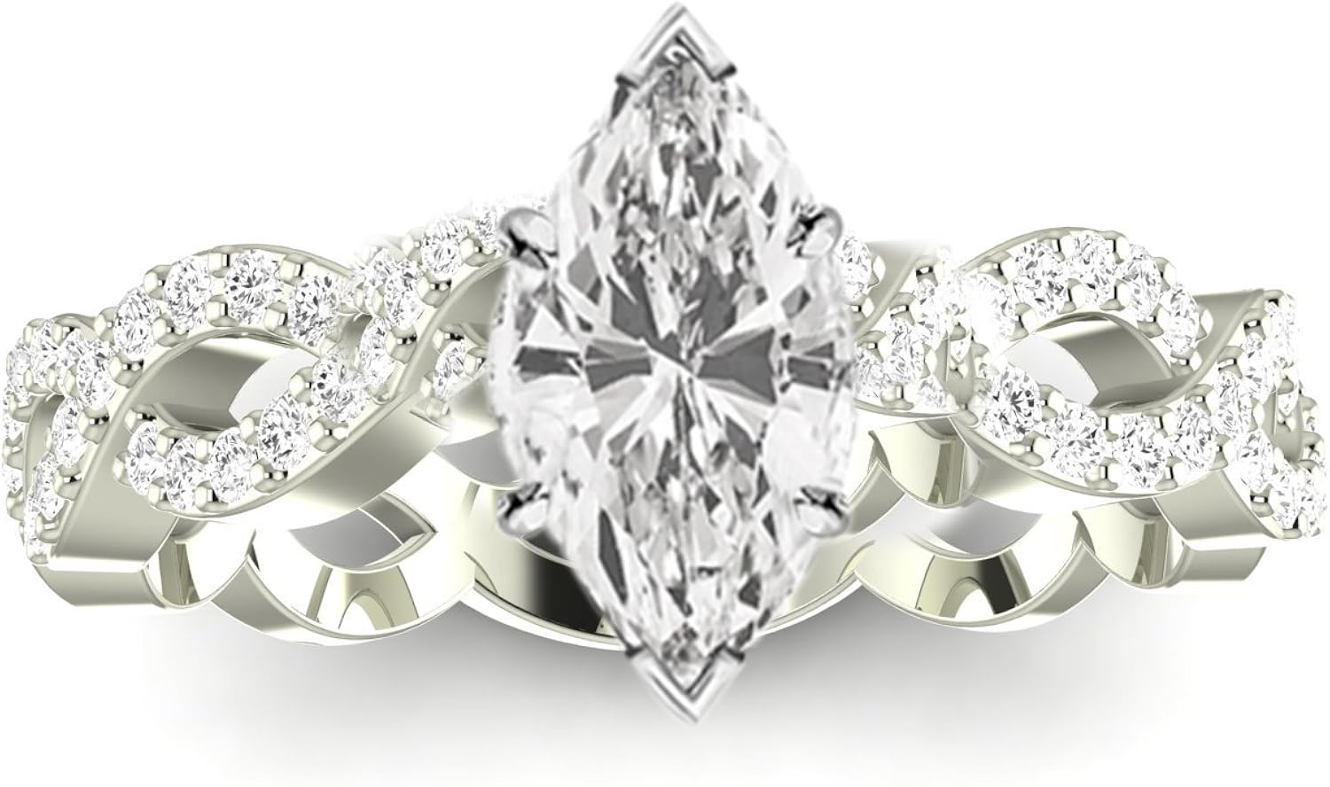 1 Carat GIA Certified Marquise Cut Platinum Eternity Love Twisting