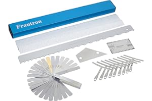 Frautron Guitar Luthier Tool Kit Includes 16" Fret Leveling Beam, Guitar Neck Notched Straight Edge Setup Tool, Fret Rocker, String Action Ruler Gauge, 9 Understring Radius Gauge, Feeler Gauge