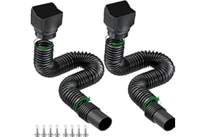 Binazon 2 Pack Black-Rain Gutter Downspout Extensions, Downspout Extender for Rainwater Drainage Flexible, Down Spout Drain Extension Pipe, Extendable from 21 to 62 Inches (Fit 3"x 4" downspouts)