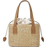 Farcauo Cute Straw Fabric Tote Bag Purse for Women Y2k Purse Shoulder Handbag Straw Tote Bag