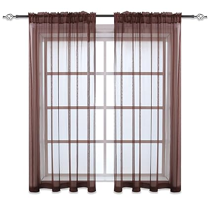 Amazon Com Keqiaosuocai 2 Pieces Solid Color Rod Pocket Sheer