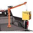 1100 lb Electric Pickup Truck Crane with Electric Winch 3500 lb 12V, Folding Truck-Mounted Crane, Painted Steel Pickup Truck Jib Cranes Hoist 360° Swivel for Lifting Goods in Construction Factory