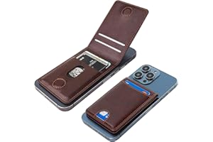 KIHUWEY for MagSafe Wallet Card Holder with Magnetic, Mag Safe Leather Detachable Kickstand RFID Wallet for iPhone 16/15/14/13/12 Pro Max Plus Not for iPhone 13/12 Mini (Brown)