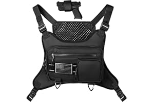 DONONR Chest Bag for Men Women, Chest Pack with Removal Pistol Holster, Outdoor Running Vest Water Resistant Chest Bag Vest for Sports and Workouts, Adjustable EDC Chest Rig for Running, Hiking Cycling