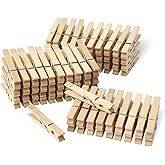 Amazon Basics Birch Wood Clothespins with Strong Spring-Loaded Grip, Holds up to 3 lbs, Pack of 100