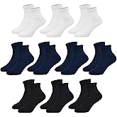 hoomore Kids Quarter Ankle Socks for Boys Girls Youth 10 Pack,Seamless Athletic Soft Cotton Socks for Sport School 4-14 Years