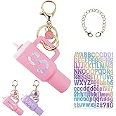 WINOWIMO Personalized Mini Tumbler Keychain for Women Girls, DIY Letter Charms for Stanley Cup Accessories Lip Balm Holder