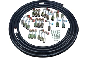 SMZTOOLS 26Pcs AC Hose Kit, 6.5Ft Air Conditioning Hose and Fitting Kit - Includes 6.5Ft #6#8#10 AC Hoses and #6#8#10 AC Fittings, Universal Automotive AC Hose Kit with O-Ring