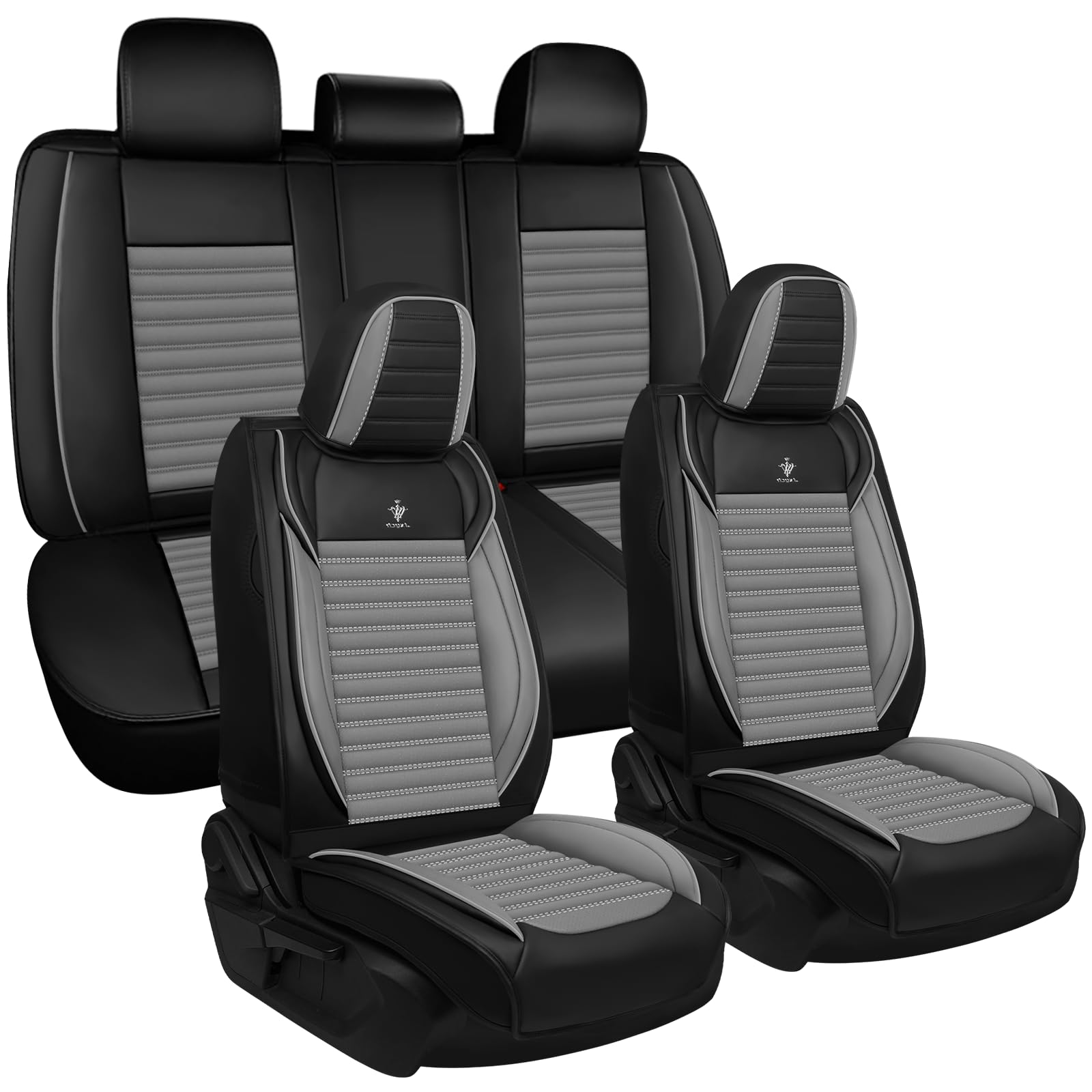 Photo 1 of **PARTIAL SET/ BACK SEAT ONLY** ARTIBY Seat Covers Full Set Fit for Nissan Rogue 2015-2026, Breathable and Comfortable Leather Car Seat Cover, Standard Waterproof Cushion Cover Auto Interior Accessories (Black Gray)