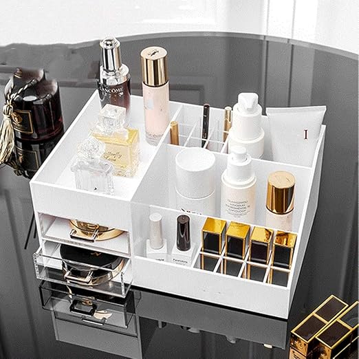 Amazon Co Jp 化粧品収納ボックス 引き出しドレッサー防水シンプルな口紅ボックス化粧品ストレージボックス ボックス引き出しケースメイクオーガナイザー 色 White Size One Size ホーム キッチン