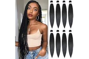 Alrence Pre Stretched Braiding Hair Long Braid 30 Inch 8 Packs Professional Braiding Hair Extensions Synthetic Crochet Twist Braids (30 Inch, 1B#)