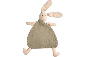 lulumoon Security Blanket: Muslin Lovey for Babies Travel & Daycare - Skin-Friendly Snuggle Companion for Self-Soothe (Bunny-