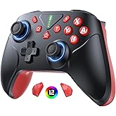 [Switch 2/1/OLED Wireless Controller] Wireless Controller for Nintendo Switch 2/Switch/OLED, RGB 12 Color, Bluetooth Game Controller with Vibration & Screenshot, Motion Control, Programming, Gyro Axis, Turbo - Switch 2 Controller
