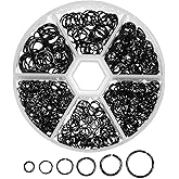 Bewudy 970Pcs Black Open Jump Rings, O Ring Connectors Jump Ring for Jewelry Making Chainmail Rings for Bracelet Earrings Necklace (4/5/6/7/8/10mm)