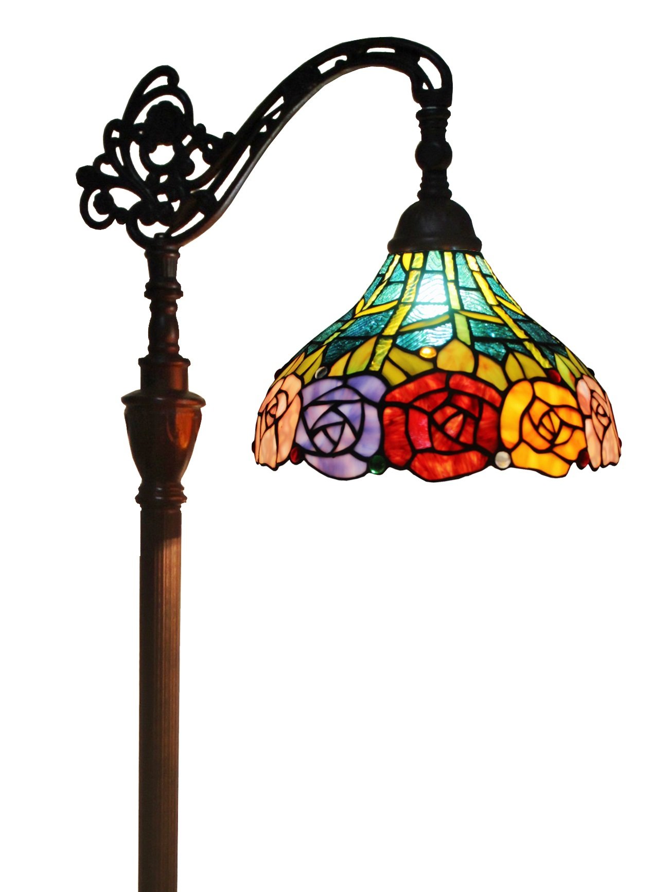 Amora Lighting AM035FL12 Tiffany Style Roses Reading Floor Lamp 62 In