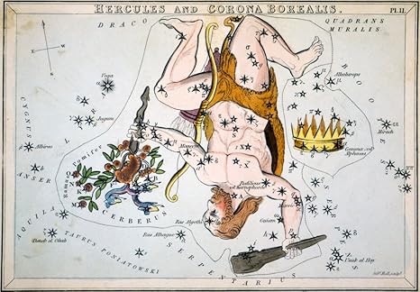 Amazon.com: Constellation HerculesNastronomical Chart Showing The Constellations Hercules Cerberus And Corona Borealis Etching By Sidney Hall From UraniaS Mirror 1825 Poster Print by (24 x 36): Posters & Prints