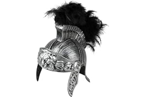 NICKY BIGS NOVELTIES Roman Helmet with Red Fake Feather Plume - Greek Gladiator Costume Helmets - Trojan Legion Helmet, One Size