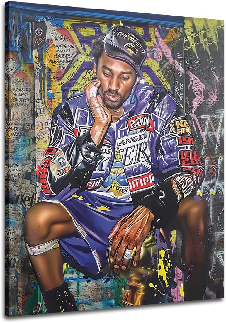 Wall Décor - EXPOTE Kobe Bryant Poster Canvas Wall Art Print Mamba Mentality Inspirational, Basketball Player Sports Home Motivational Artwork For Home,Office,Gym Wall Decor 16X24Inch - No Framed