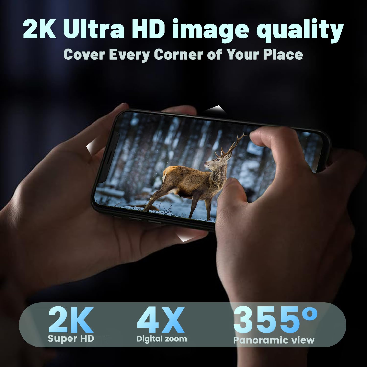 4G LTE Cellular Security Camera,No WiFi Solar Powered Camera Outdoor,Pan Tilt,2K HD Night Vision,2-Way Talk,Motion Detection,Playback on Phone-US Version