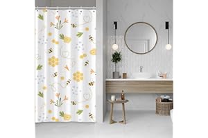 BAOCICCO Baocicoo Honey Bee Shower Curtain Cartoon Beehive Bee Flying Track Rustic Floral Farmhouse Shower Curtains for Bathroom Kids Dormitory Bathtub Decorations with Hooks 36x72 Inches Fabric Waterproof