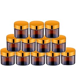 Lil Ray 2 Oz Glass Cream Jars with Gold Lid, Empty