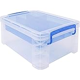 Advantus Super Stacker Divided Storage Box, 6 Sections, 6.5" x 10.3" x 14.3", Clear/Blue