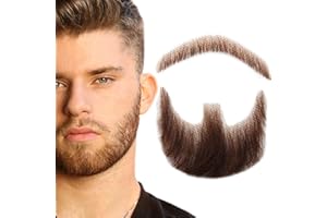 INFTOYCO Fake Beard Realistic Mustache Full Hand Tied Goatee Facial Hair Adults Men Lace Invisible False Beards for Halloween Dressing Entertainment Drama Party Movie Makeup (Brown)