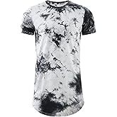LETAOTAO Mens Tall T Shirts Tie Dye Shirts for Men Extra Long Tshirts Longline Hipster Print Tee for Tall Men