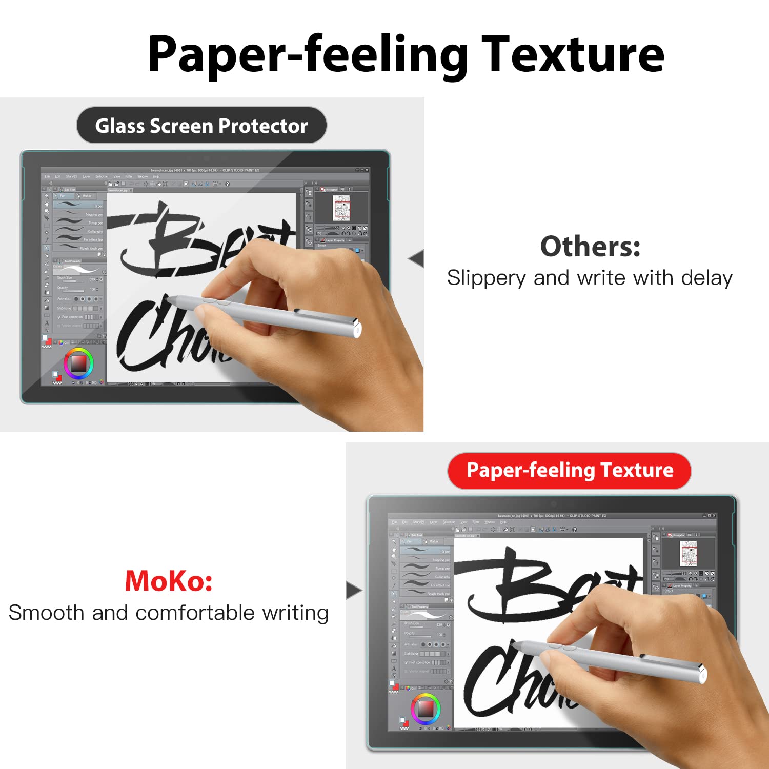 MoKo Paper-Like Screen Protector for Surface Go, Write, Draw and Sketch with The Surface Pen Like on Paper, Anti Reflection PET Film for Microsoft Surface Go 10 inch 2018 Tablet - Clear