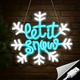 Baquler 10" Winter Snowflake LED Neon Sign Winter Let It Snow Lights Decorations Window Christmas Snowflake Party Neon Lights LED Wall Decor for Xmas Party Gift Home Bedroom