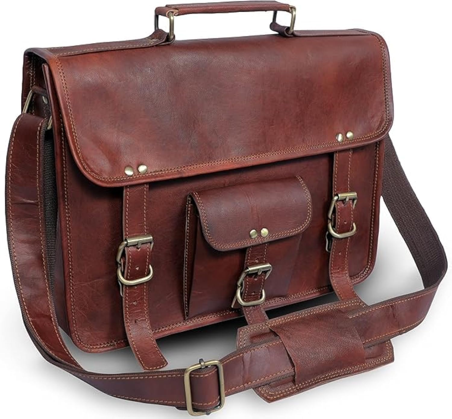 american blue leather messenger bag shoulder laptop satchel work business briefcase handbag crossbody bag 17 inch designer