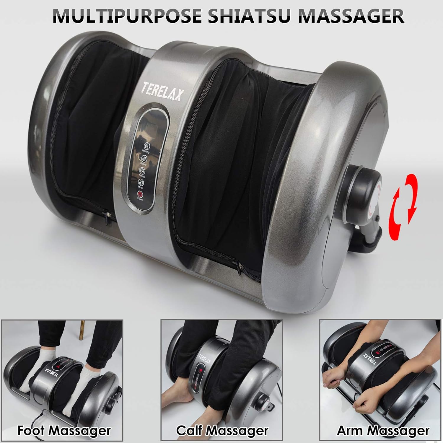 Foot Massager Machine Shiatsu Foot and Calf/Leg Massager with Heat Deep Kneading Therapy Relieve Foot Pain from Plantar Fasciitis Improve Blood Circulation by TERELAX: Health & Personal Care