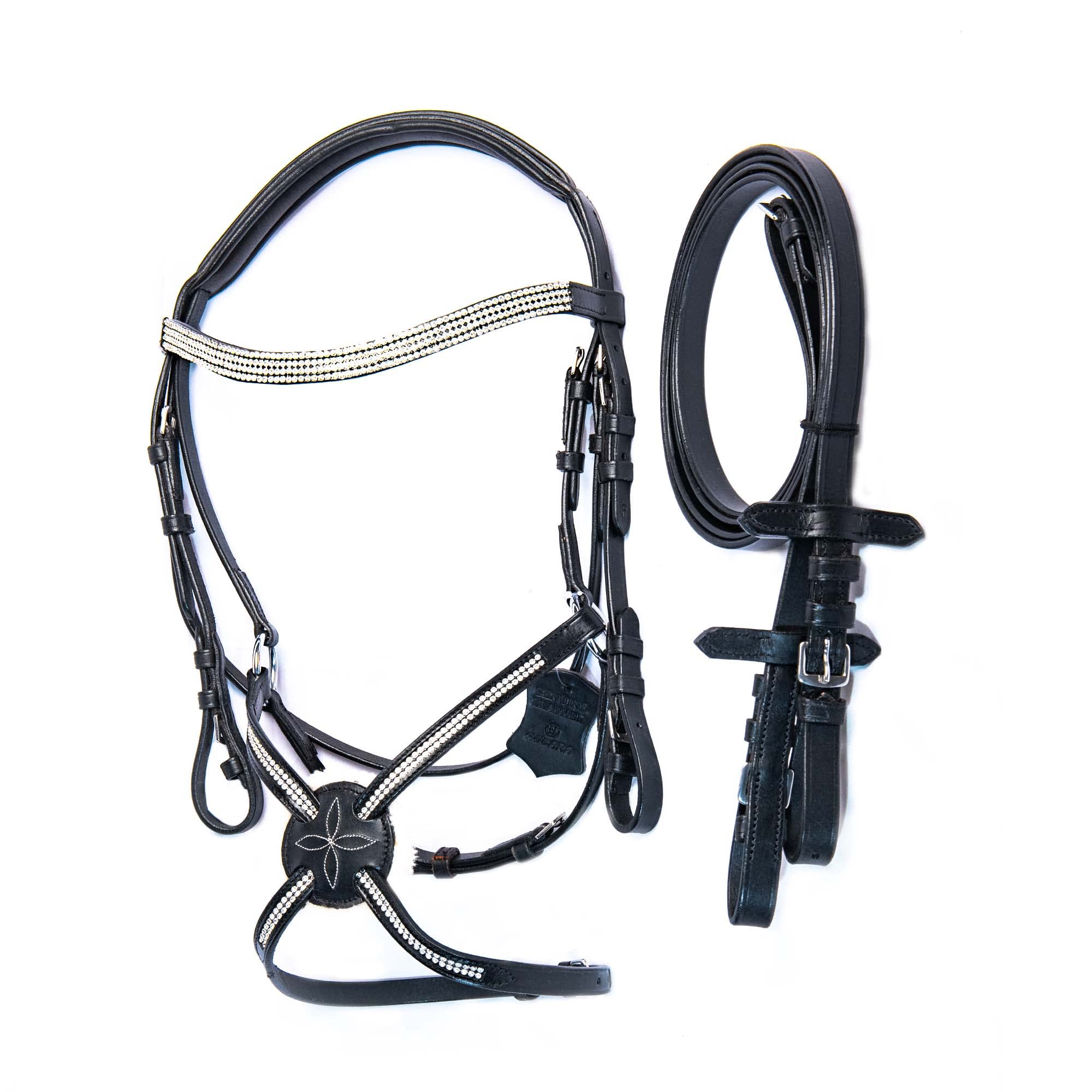 Wonder Care Top Grain Cowhide Leather English Bridle Snaffle Horse Bridle Noseband with Browband Horse Bit Bridle Cross Over Cob with Reins Bridles for Horses