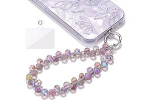 TINKRSTUFF Cool Detachable Phone Charms Clear Purple AB Colors Bedazzling Glass Beaded Anti-Theft Chain String Aesthetic Y2K Cellphone Wrist Strap for Phone Bag Keychain Airpods Camera Pendants Decor
